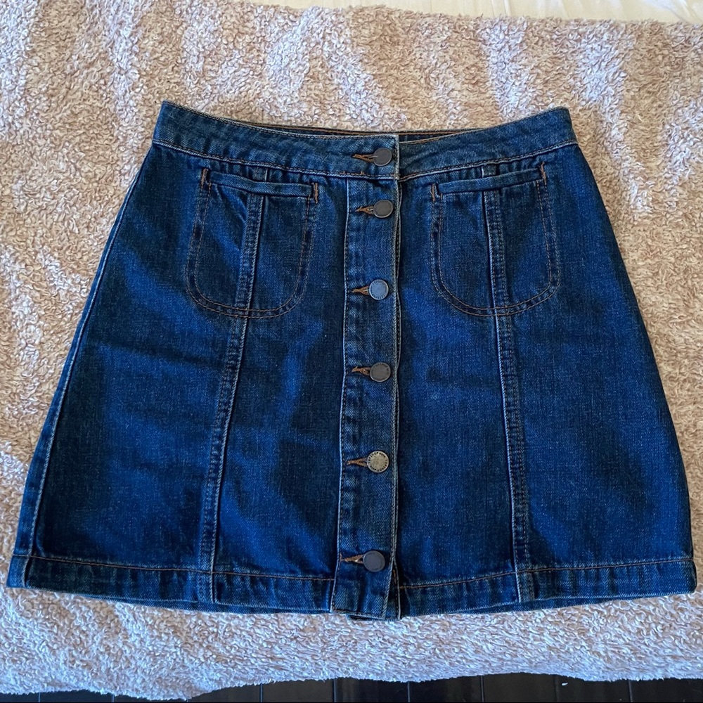 Button down denim skirt